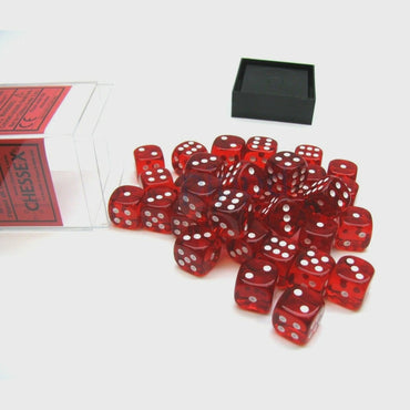 Chessex Translucent 12mm d6 Red/White Block (36)