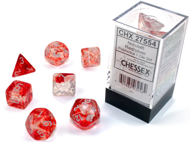 Chessex Polyhedral 7-Die Set Nebula Red/Silver w/Luminary