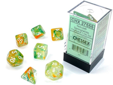 Chessex Polyhedral 7-Die Set Nebula Spring/White w/Luminary