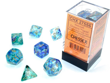 Chessex Polyhedral 7-Die Set Nebula Oceanic/Gold w/Luminary