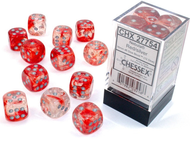 Chessex 16mm D6 Dice Block Nebula Red/Silver w/Luminary