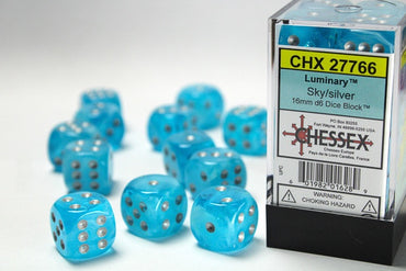 Chessex 16mm D6 Dice Block Luminary Sky/Silver