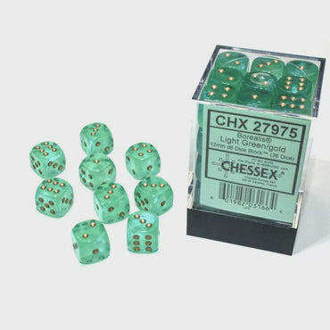 CHX 27975 Borealis 12mm d6 Light Green/gold Block (36)