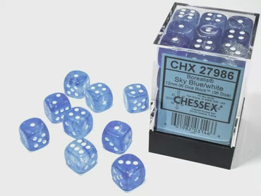Chessex Borealis 12mm d6 Blue/white Luminary Block (36)