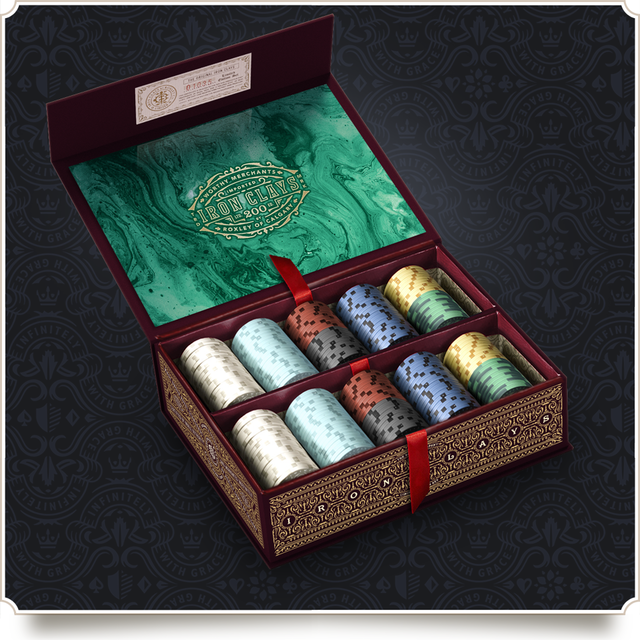 Iron Clays Luxury Game Counters 200 Chips with Plastic Storage Tray