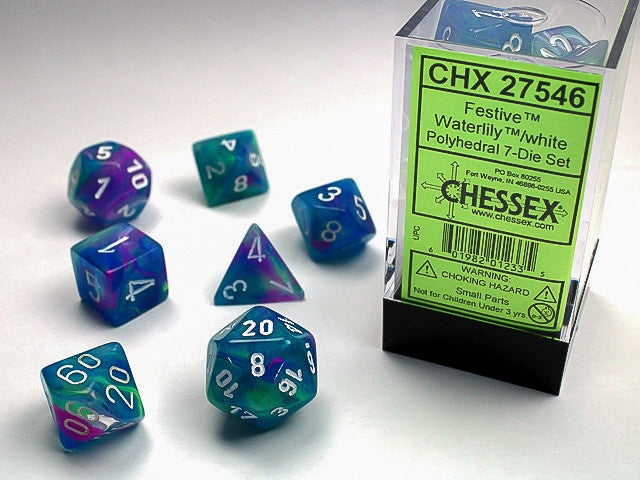 Chessex Polyhedral 7-Die Set Festive Waterlily/White