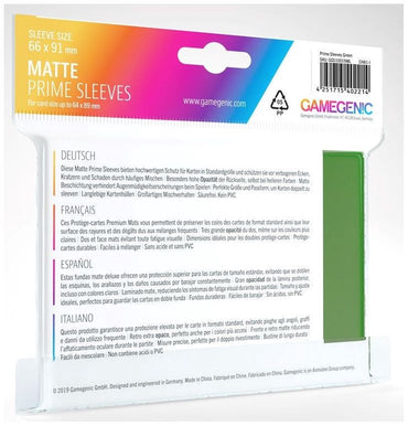 Gamegenic Matt Prime Card Sleeves Green (66mm x 91mm) (100 Sleeves Per Pack)