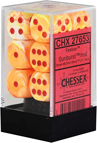 Chessex 16mm D6 Dice Block Festive Sunburst/Red