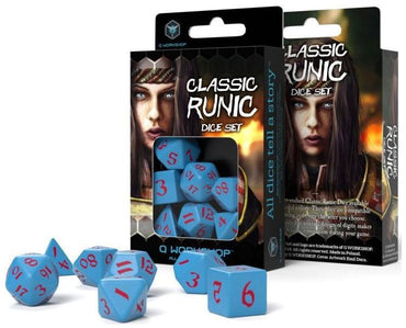 Classic Runic Dice Set - Blue and Red (set of 7)