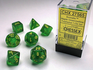 Chessex Polyhedral 7-Die Set Borealis Maple Green/Yellow