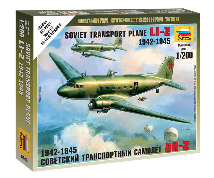 Zvezda 6140 1/200 Li-2 Soviet Transport Plane Plastic Model Kit