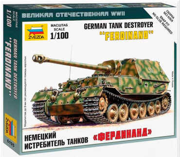 Zvezda 6195 1/100 Sd.Kfz.184 Ferdinand Heavy Tank Destroyer Plastic Model Kit