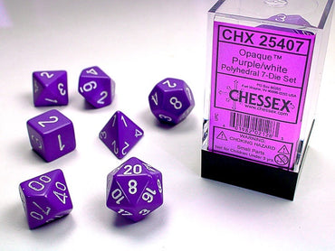 Chessex Polyhedral 7-Die Set Opaque Purple/White