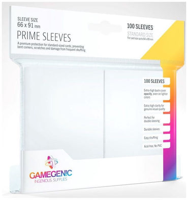 Gamegenic Prime Card Sleeves White (66mm x 91mm) (100 Sleeves Per Pack)