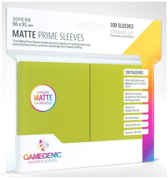 Gamegenic Matt Prime Card Sleeves Lime (66mm x 91mm) (100 Sleeves Per