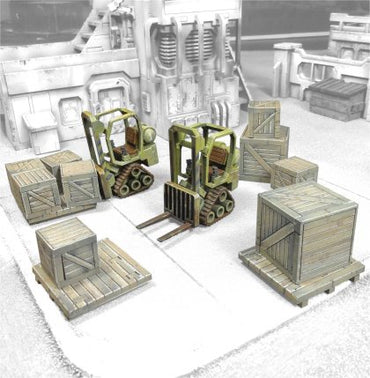 Miniature Scenery Mini Forklifts with crates