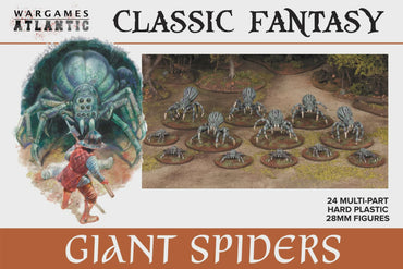 Giant Spiders - 12 large, 12 small - 28mm Classic Fantasy Tropes - Wargames Atlanic