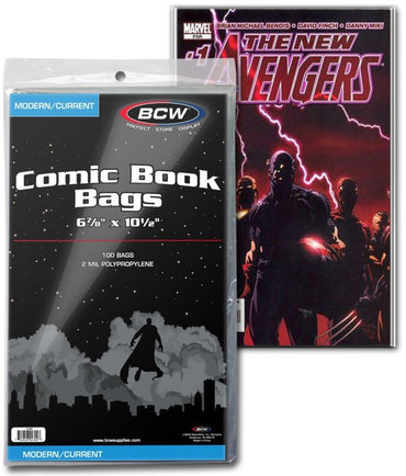 BCW Comic Book Bags Current Comics (6" 7/8 x 10" 1/2) (100 Bags Per Pack)