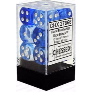 Chessex 16mm D6 Dice Block Nebula Dark Blue/White