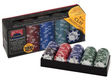 Bicycle 8 Gram Clay Poker Chip Set 100 Count with Casino Tray