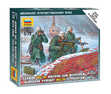 Zvezda 6210 1/72 Ger. Machine-gun w/Crew (Winter Uniform) Plastic Model Kit