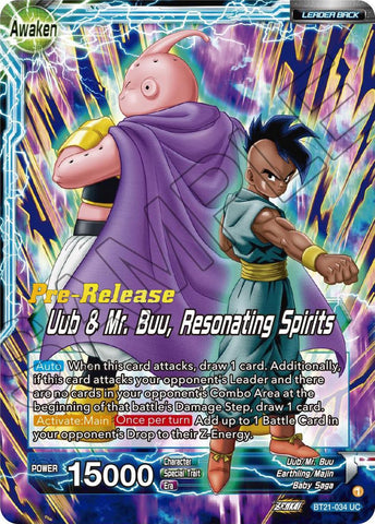 Uub // Uub & Mr. Buu, Resonating Spirits (BT21-034) [Wild Resurgence Pre-Release Cards]