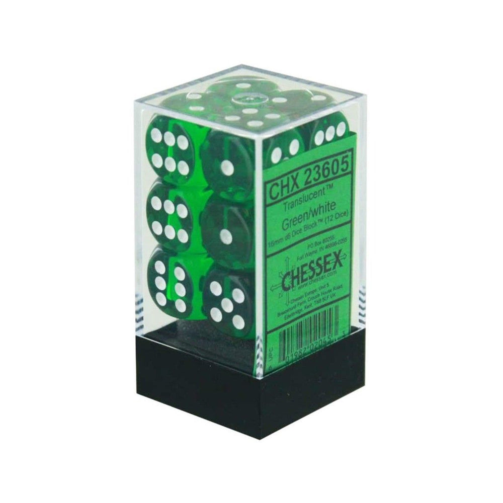 CHX  Translucent 16mm d6 Green/White Block (12)