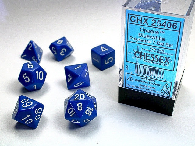 Chessex Polyhedral 7-Die Set Opaque Blue/White