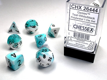 Chessex Polyhedral 7-Die Set Gemini White-Teal/Black