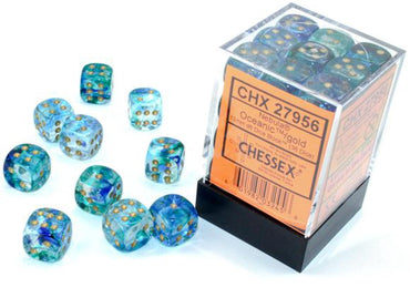 Chessex 12mm D6 Dice Block Nebula Oceanic/Gold w/ Luminary