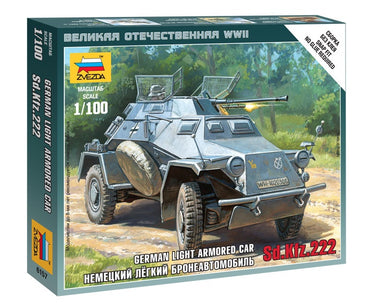 Zvezda 6157 1/100 Sd.Kfz.222 Armored Car Plastic Model Kit