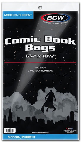 BCW Comic Book Bags Current Comics (6" 7/8 x 10" 1/2) (100 Bags Per Pack)