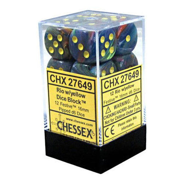 Chessex Festive 16mm d6 Rio/Yellow Block (12)