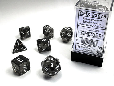 Chessex Polyhedral 7-Die Set Translucent Smoke/White