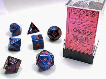 Chessex Polyhedral 7-Die Set Gemini Black-Starlight/Red