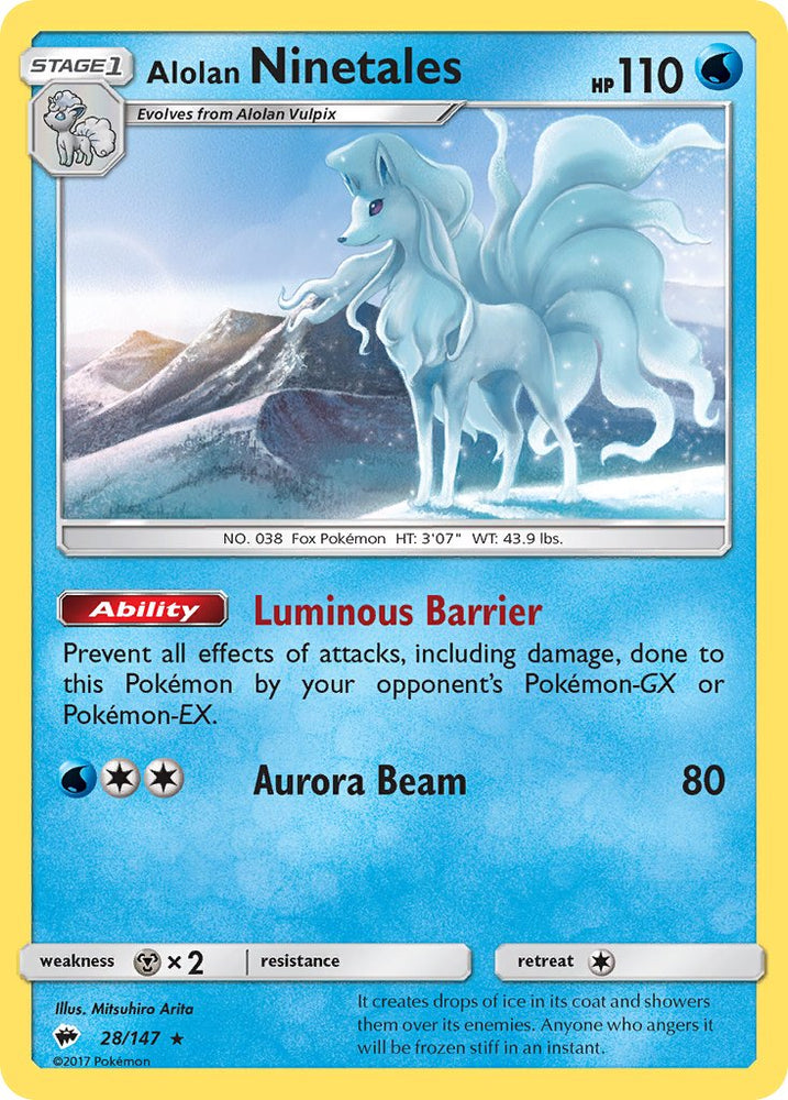 Alolan Ninetales (28/147) (Water Web Holo) (Theme Deck Exclusives) [Sun & Moon: Burning Shadows]