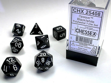Chessex Polyhedral 7-Die Set Opaque Black/White