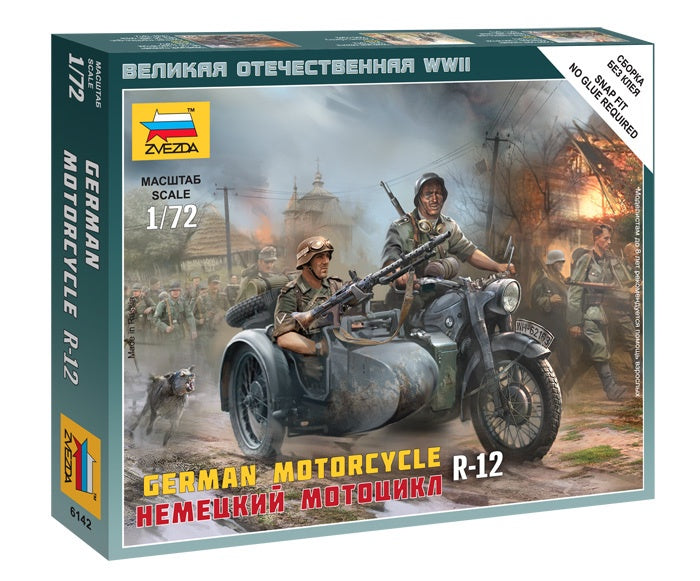 Zvezda 6142 1/72 German Motorcycle R-12 Plastic Model Kit
