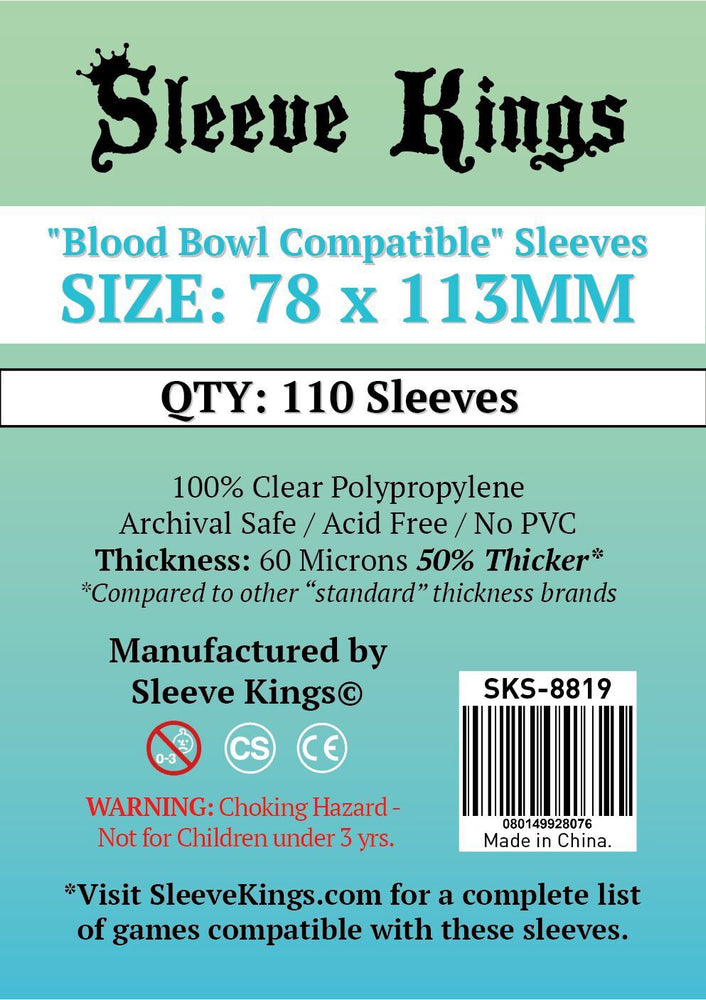 Sleeve Kings Board Game Sleeves "Blood Bowl Compatible" (78mm x 113mm) (110 Sleeves Per Pack)
