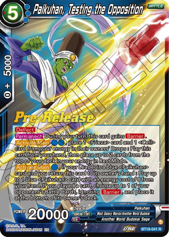 Paikuhan, Testing the Opposition (BT18-041) [Dawn of the Z-Legends Prerelease Promos]