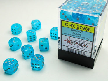 Chessex 12mm D6 Dice Block Luminary Sky/Silver