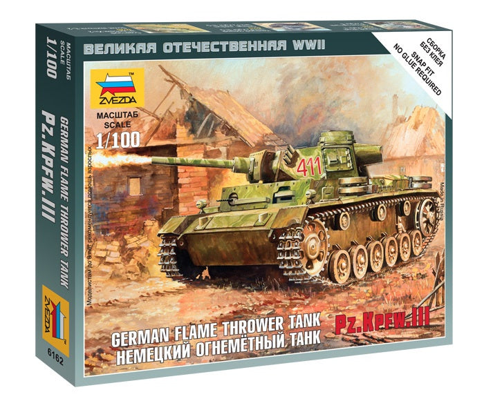 Zvezda 6162 1/100 Panzer III Flamethrower Tank Plastic Model Kit
