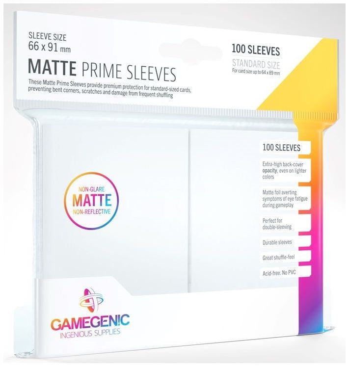 Gamegenic Matt Prime Card Sleeves White (66mm x 91mm) (100 Sleeves Per Pack)