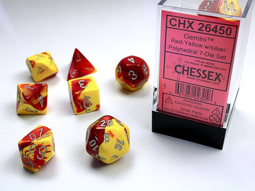 Chessex Polyhedral 7-Die Set Gemini Red-Yellow/White