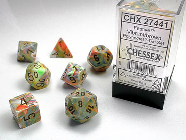 Chessex Polyhedral 7-Die Set Festive Vibrant/brown