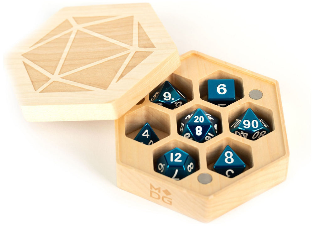 MDG Premium Wood Hexagon Dice Case - Maple