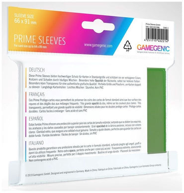 Gamegenic Prime Card Sleeves Green (66mm x 91mm) (100 Sleeves Per Pack)