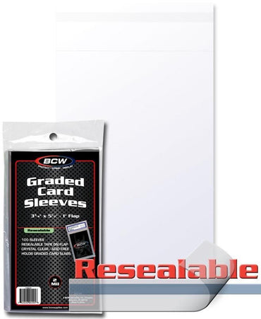BCW Graded Card Sleeves Resealable (3" 3/4 x 5" 1/2)