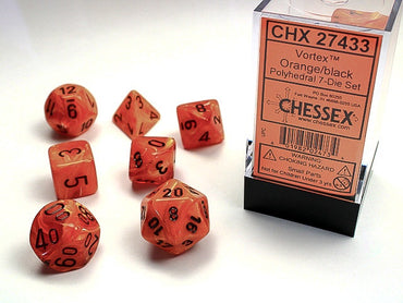 Chessex Polyhedral 7-Die Set Vortex Orange/Black