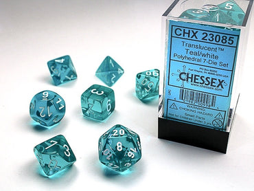 Chessex Polyhedral 7-Die Set Translucent Teal/White